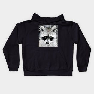 Raccoon Black and White Spray Paint Wall Kids Hoodie